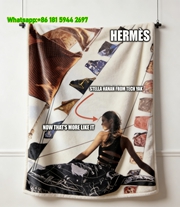 Hermès Silk Scarf Sailboat Print Flannel Throw Blanket IMG_5147